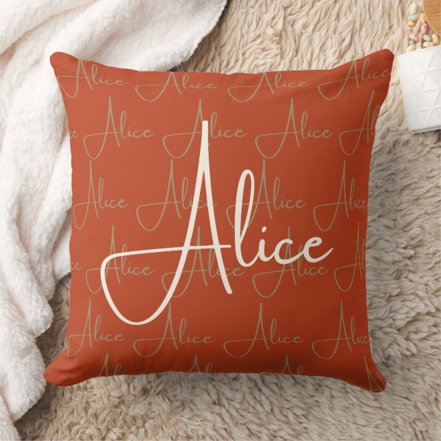 Alice Handwritten Name Pattern  Throw Pillow (Blanket)