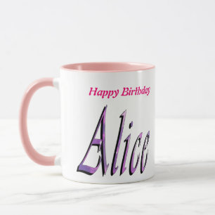 Alice, Happy Birthday, Pink Combo Coffee Mug