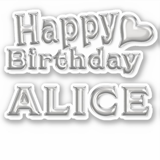 Alice Happy Birthday silver Sticker (Front)