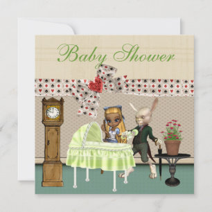 Alice & Hare In Wonderland Over Baby Shower Invitation
