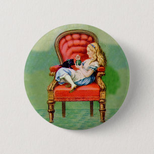 ALICE & HER CAT, DINAH 2 INCH ROUND BUTTON