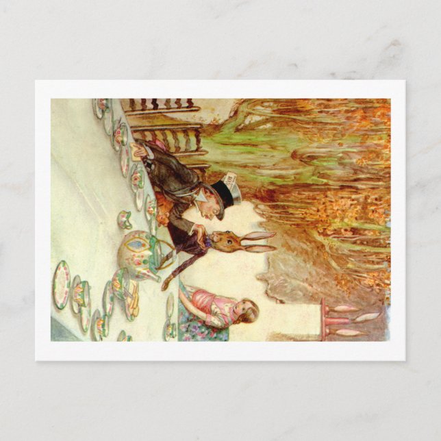 ALICE HERSELF TO THE MAD HATTER'S TEA PARTY POSTCARD (Front)