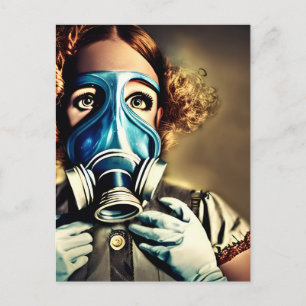 Alice in a Gas Mask Postcard