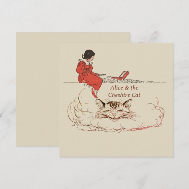 Alice In Brown Hair and the Cheshire Cat Invitation (Front/Back)