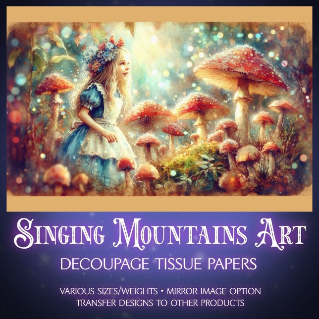 Alice In Giant Mushroom Forest Decoupage Tissue Paper (Creator Uploaded)