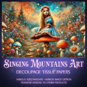 Alice In Mushroom Wonderland Dreamscape Decoupage Tissue Paper