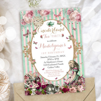 Alice in Onederland 1st Birthday Invitation