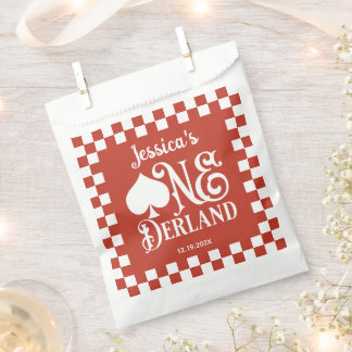 Alice in ONEderland 1st Birthday Red Checkered  Favour Bag