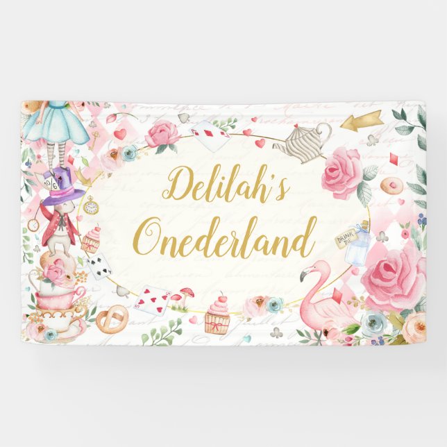 Alice in Onederland 1st Birthday Tea Party  Banner (Horizontal)