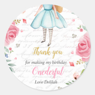 Alice in Onederland 1st Birthday Tea Party Favour Classic Round Sticker