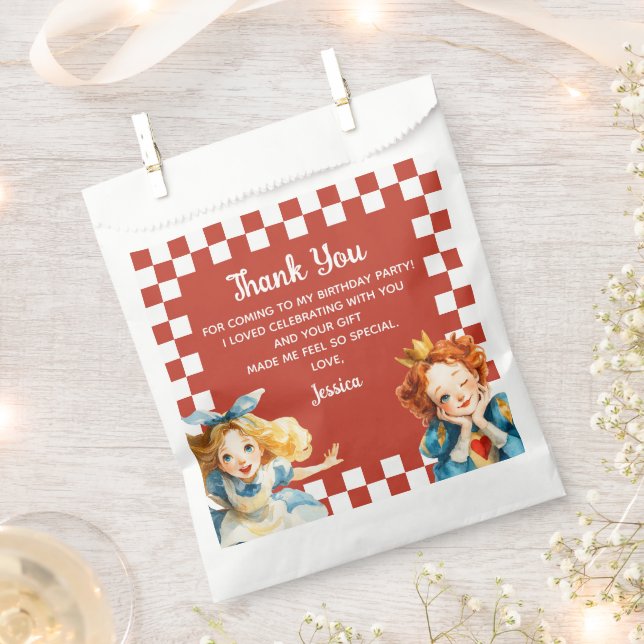 Alice in ONEderland 1st Birthday Thank You  Favour Bag (Clipped)