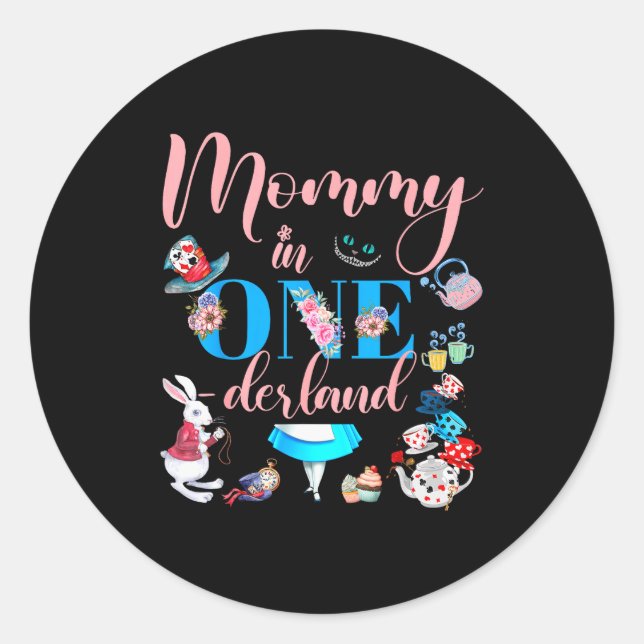 Alice In Onederland Family Mommy Of The Birthday G Classic Round Sticker (Front)