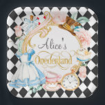 Alice in Onederland mad hatter tea party birthday  Paper Plate<br><div class="desc">Alice in Onederland mad hater tea party birthday</div>
