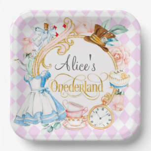 Alice in Onederland mad hatter tea party birthday Paper Plate