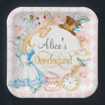 Alice in Onederland mad hatter tea party birthday Paper Plate<br><div class="desc">Alice in Onederland mad hater tea party birthday</div>