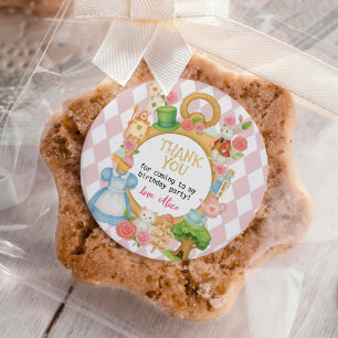 Alice in Onederland  Pink Girl Birthday Tea Party Classic Round Sticker