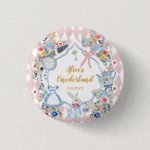 Alice in Onederland Whimsical Birthday 1 Inch Round Button