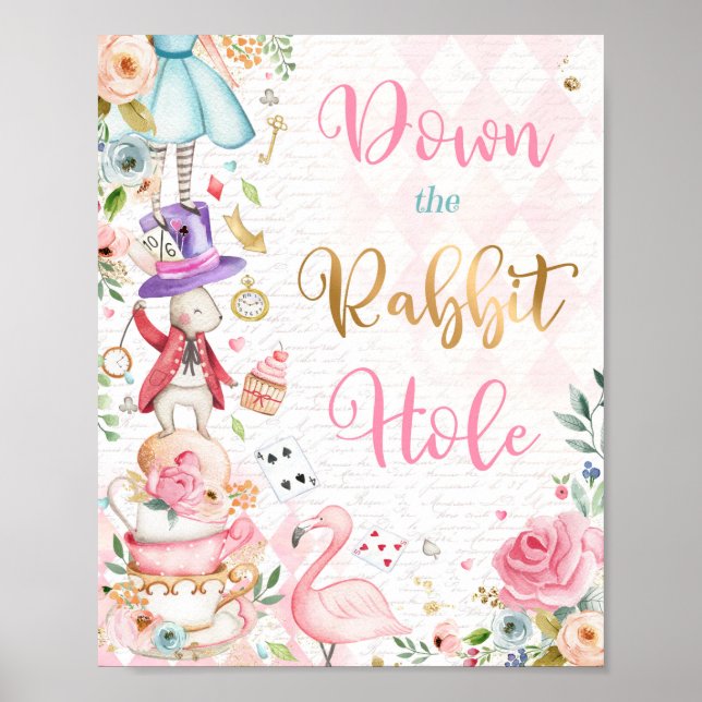 Alice In Onederland Wonderland Birthday Party  Poster (Front)