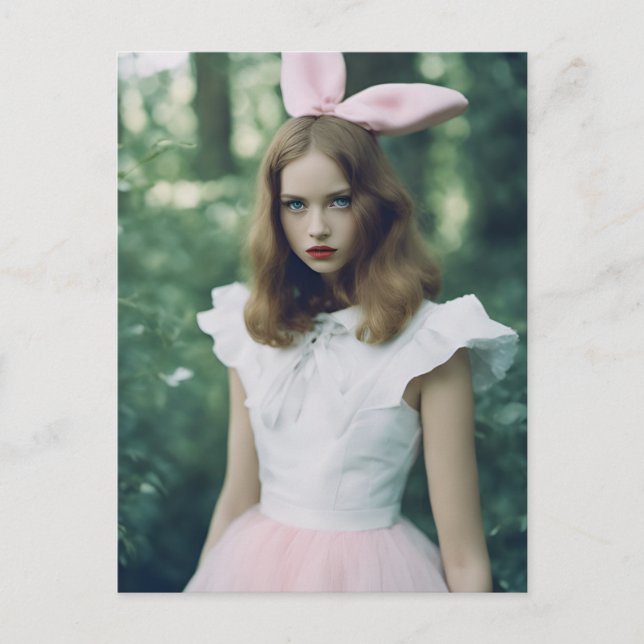 Alice in the Forest Fashion Expired Film Photo Postcard (Front)