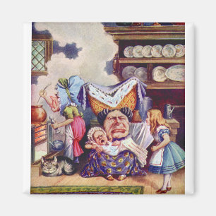 Alice in The Kitchen with the Duchess and Pig Baby Magnet
