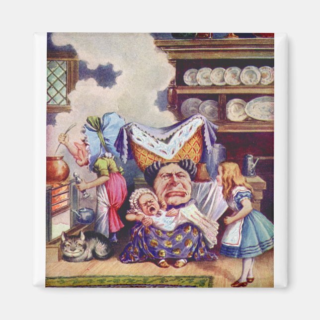 Alice in The Kitchen with the Duchess and Pig Baby Magnet (Front)