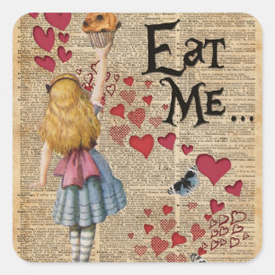 Alice in the Wonderland Eat Me Muffin Square Sticker