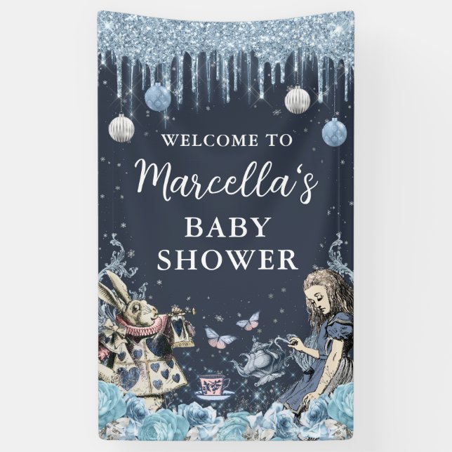 Alice in Winter Wonderland Baby Shower Banner (Vertical)