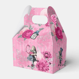 Alice in Winter Wonderland on Pink Striped  Favor Box