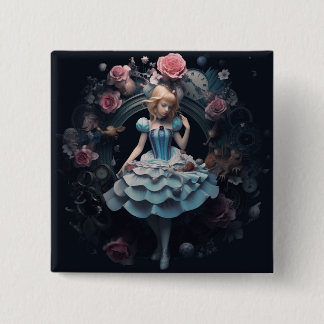 Alice in Wonderland 15cm Square Badge 2 Inch Square Button