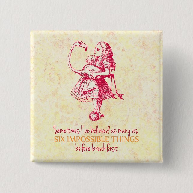 Alice in Wonderland 2 Inch Square Button (Front)