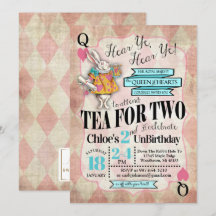 Alice in Wonderland 2nd Birthday Invitations