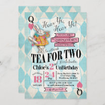 Alice in Wonderland 2nd Birthday Invitations