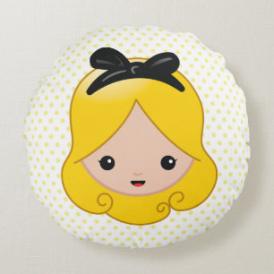 Alice in Wonderland   Alice Emoji Round Pillow