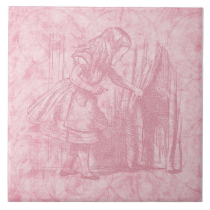Alice in Wonderland Alice Finds Door Floral Art Tile