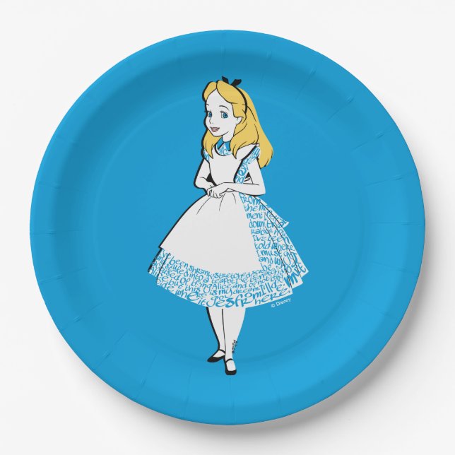 Alice In Wonderland | Alice In Text Paper Plate (Front)