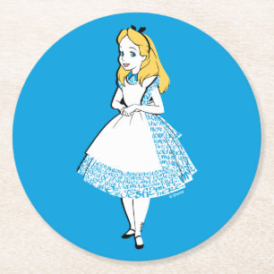 Alice In Wonderland   Alice In Text Round Paper Coaster