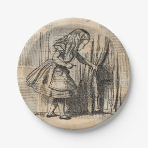 Alice in Wonderland Alice Pulls Curtain Art Paper Plate