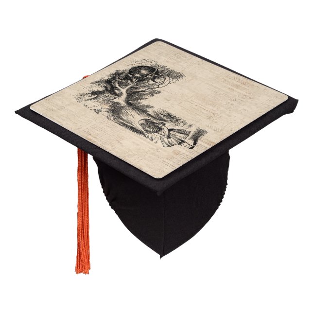 Alice in Wonderland Alice & the Cheshire Cat Graduation Cap Topper (Angled)