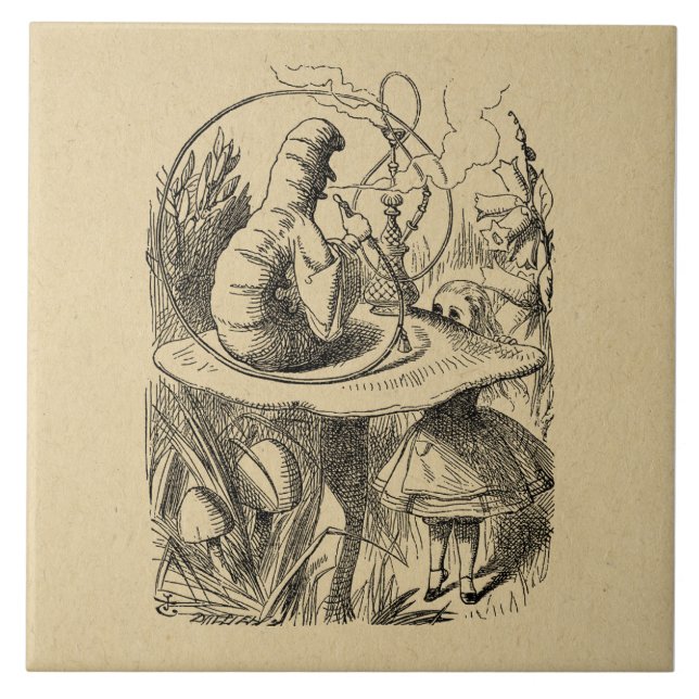 Alice in Wonderland Alice with the Caterpillar Tile (Front)