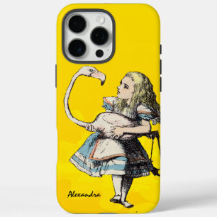 Alice In Wonderland and A Flamingo on Yellow iPhone 16 Pro Max Case