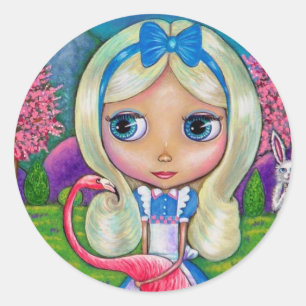 Alice in Wonderland and Flamingo Sticker
