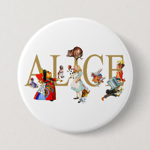 ALICE IN WONDERLAND AND FRIENDS 3 INCH ROUND BUTTON