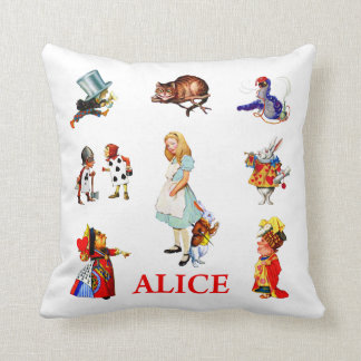 Alice in Wonderland and Friends Throw Pillow