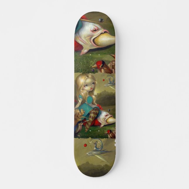 Alice in Wonderland and the Bosch Birds SKATEBOARD (Front)