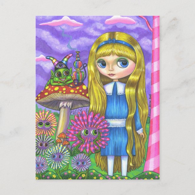 Alice in Wonderland and the Caterpillar Postcard (Front)