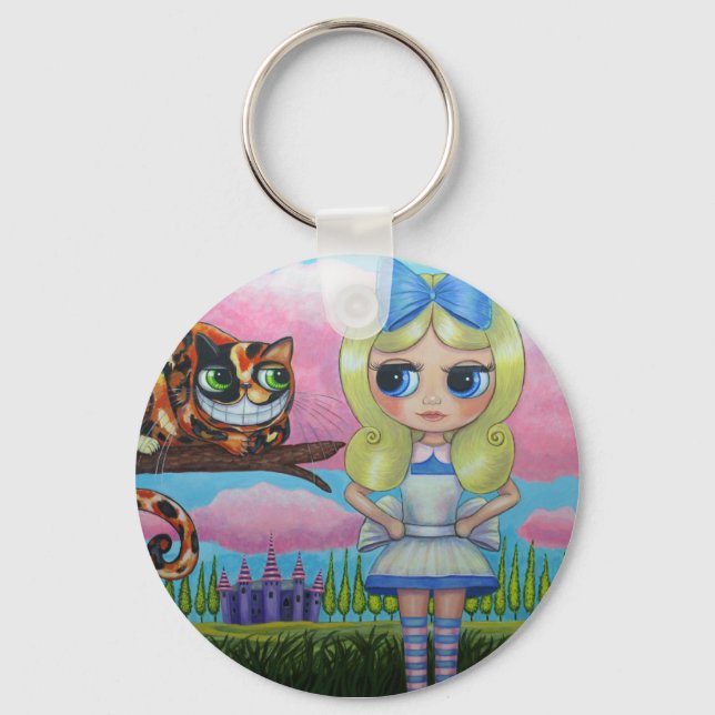Alice in Wonderland and the Cheshire Cat Keychain (Front)