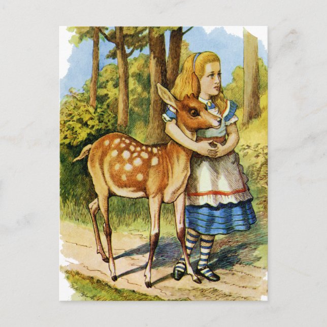 Alice in Wonderland and the Deer Postcard (Front)
