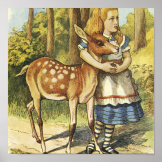 Alice in Wonderland and the Deer Poster