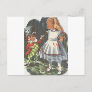 Alice In Wonderland and The Mad Hatter Postcard