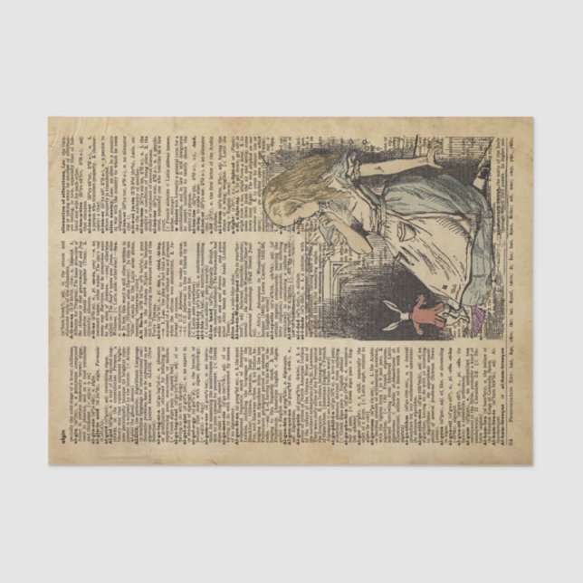 Alice in Wonderland and the White Rabbit Tissue Paper (Front)